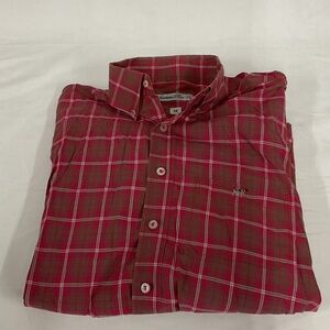EUC Men's Red Plaid button down Southern point co.Shirt